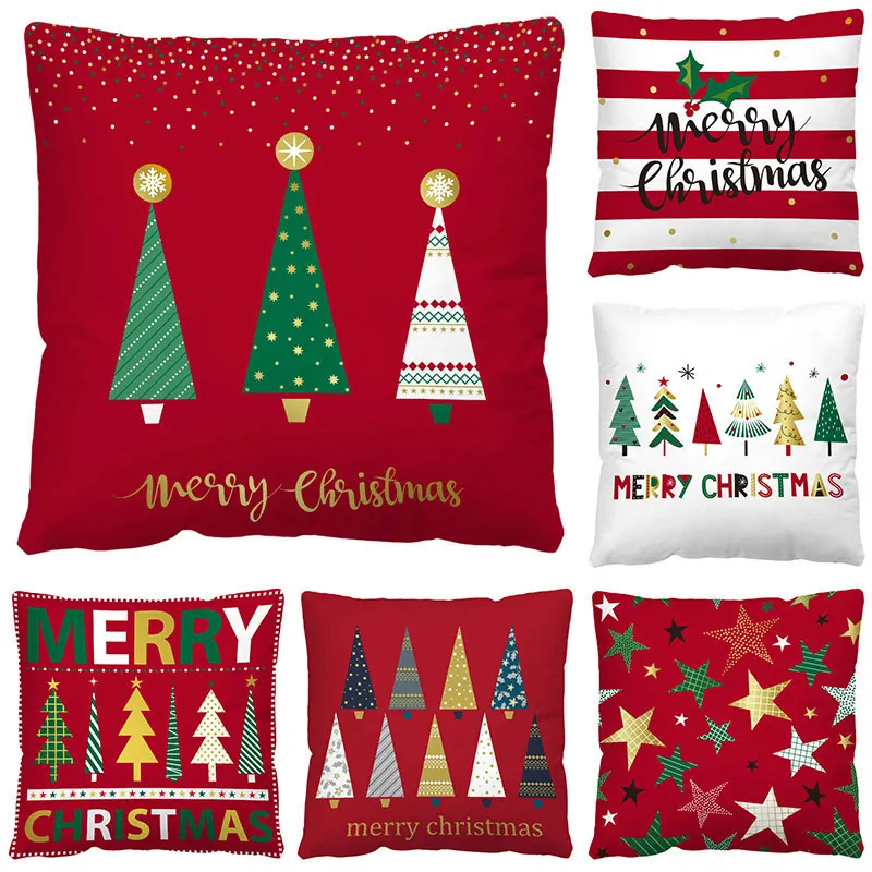 Christmas Cushion Covers Decorative Plush Xmas Patterns For Sofa Couch Home Decor Holiday Gift