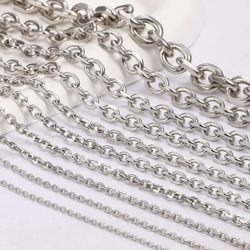 Stainless Steel Oval Angled Chain For DIY Necklace Bracelet Making Jewelry Findings Polished Metal Link Chain