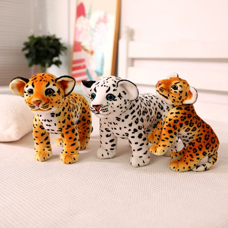 Realistic Simulation Leopard Plush Toy Soft Stuffed Animal Standing Snow Leopard Doll For Kids Home Decor Gift