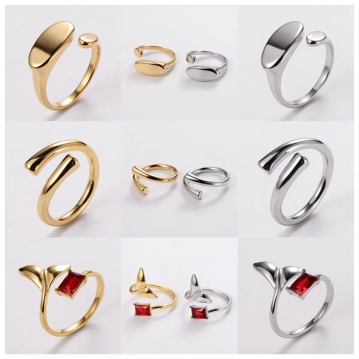 Adjustable Open Ring For Women 304 Stainless Steel Minimalist Geometric Daily Jewelry Style Elegant Fashion Accessory