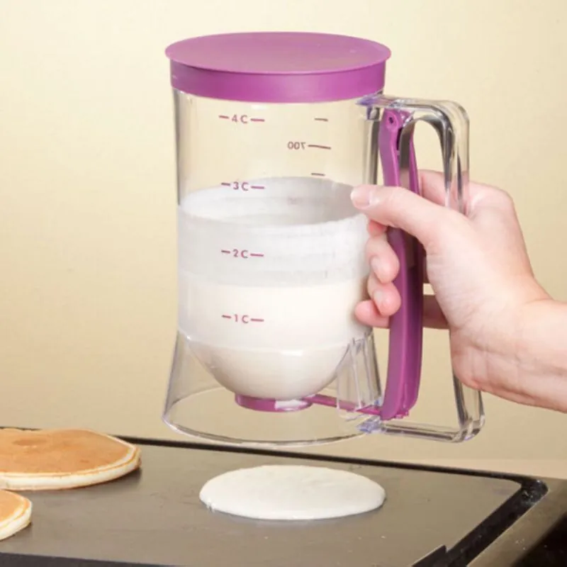 Handheld Batter Dispenser Plastic Measuring Jug With Trigger Bottom Release For Pancakes Cupcakes Waffles Baking Tool