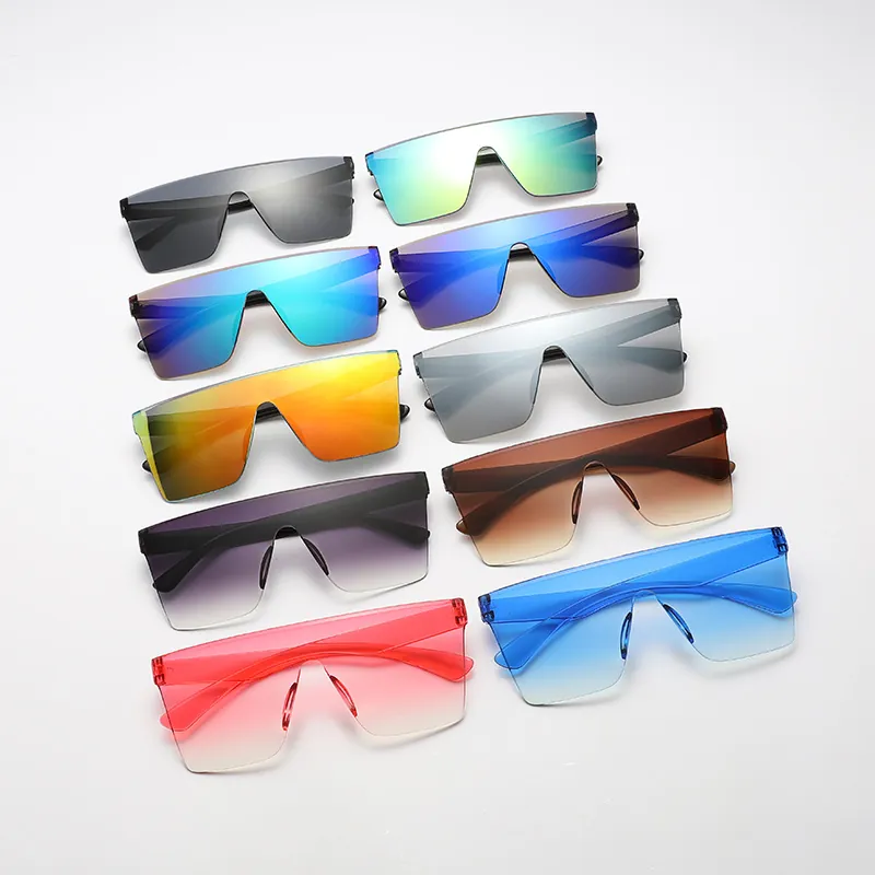Oversized Shield Sunglasses Flat Top Integrated Lens PC Material UV Protection Unisex Fashion Eyewear For Men Women