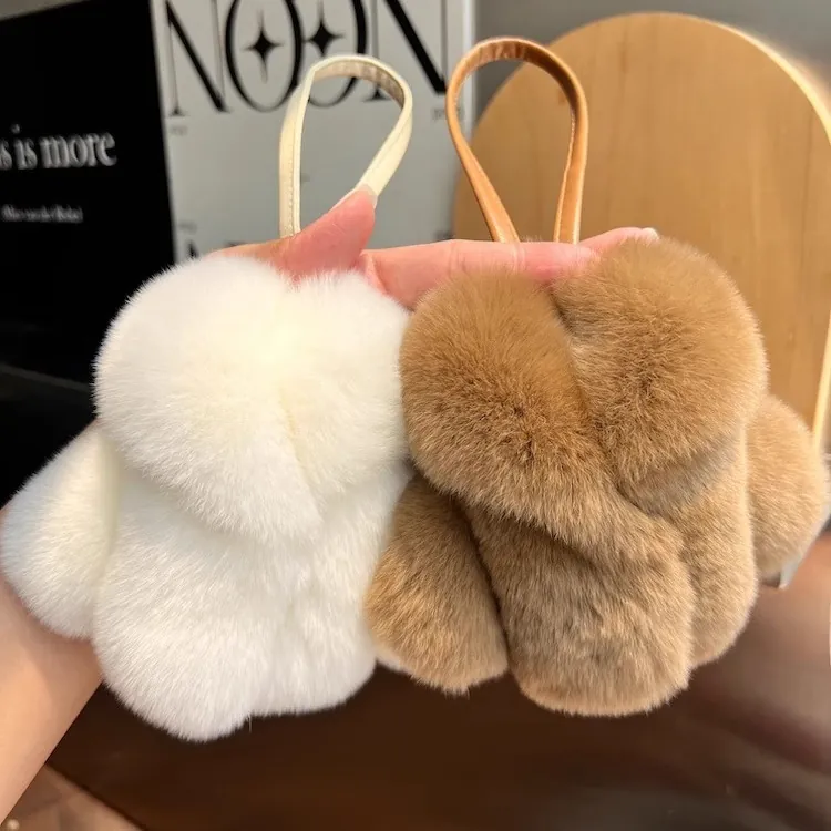 Portachiavi A Forma Di Mini Cappotto In Pelliccia Di Coniglio Rex Ciondolo Per Borsa In Peluche Morbido Carino Moda Decorazione Per Chiavi Auto