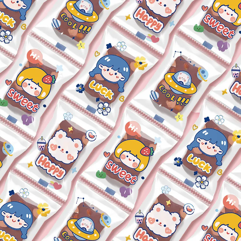 Cartoon Bear Food Packaging Bags Frosted Sealing Bags for Snowflake Crisp Nougat Cookies Candy Bakery Wrapping Supplies