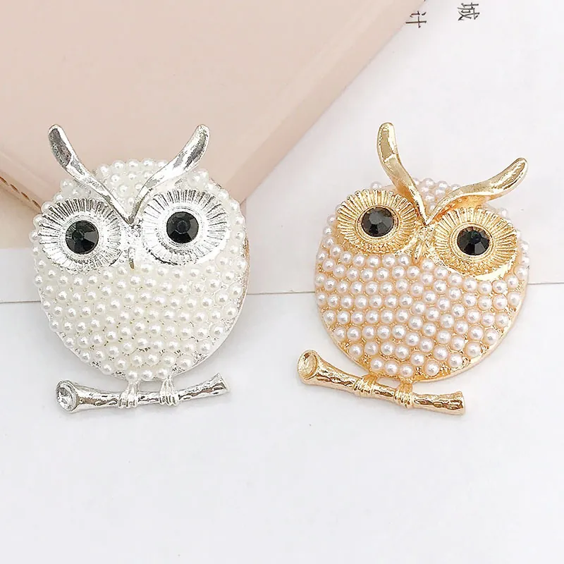 Owl Charms Alloy Artificial Pearl Rhinestone DIY Jewelry Making Accessories Phone Case Decoration Animal Pendant Vintage Style