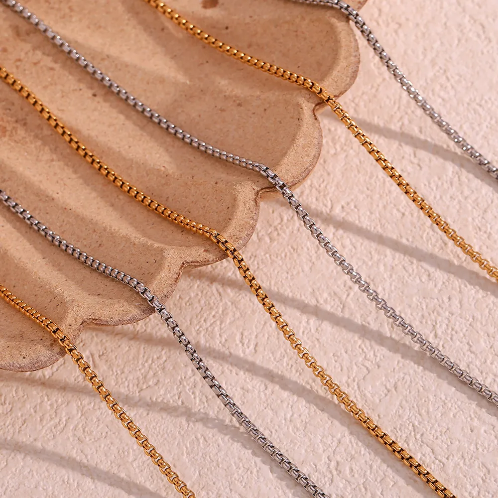 Minimalist Stainless Steel Box Chain Necklace 18K Gold Plated Bracelet Anklet Waist Chain For Women Fashion Jewelry