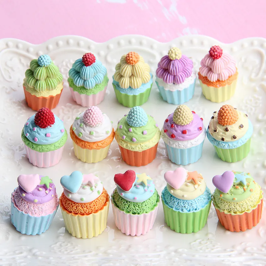 Miniature Cupcake Resin Simulation Food Colorful DIY Jewelry Accessories For Keychain Fridge Magnet Ornaments Cute Kawaii