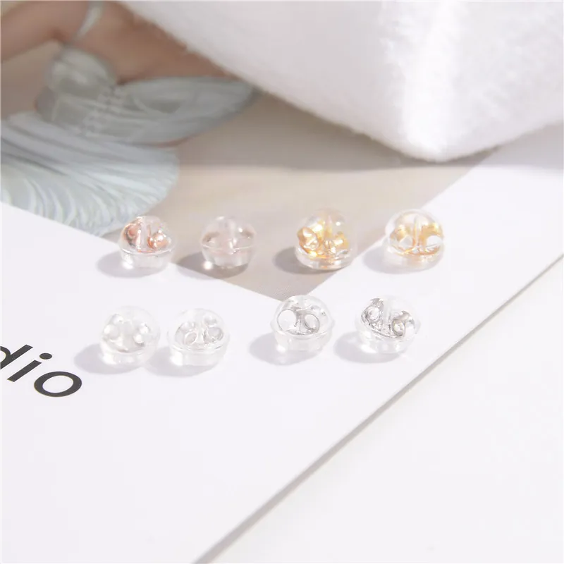 Earring Backs 925 Sterling Silver And Silicone Transparent Secure Stoppers For Earring Studs DIY Jewelry Findings
