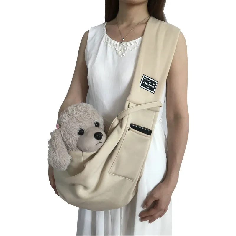 Portable Pet Sling Carrier Bag Foldable Small Dog Cat Crossbody Shoulder Bag With Phone Pocket Safety Buckle For Travel Outdoor
