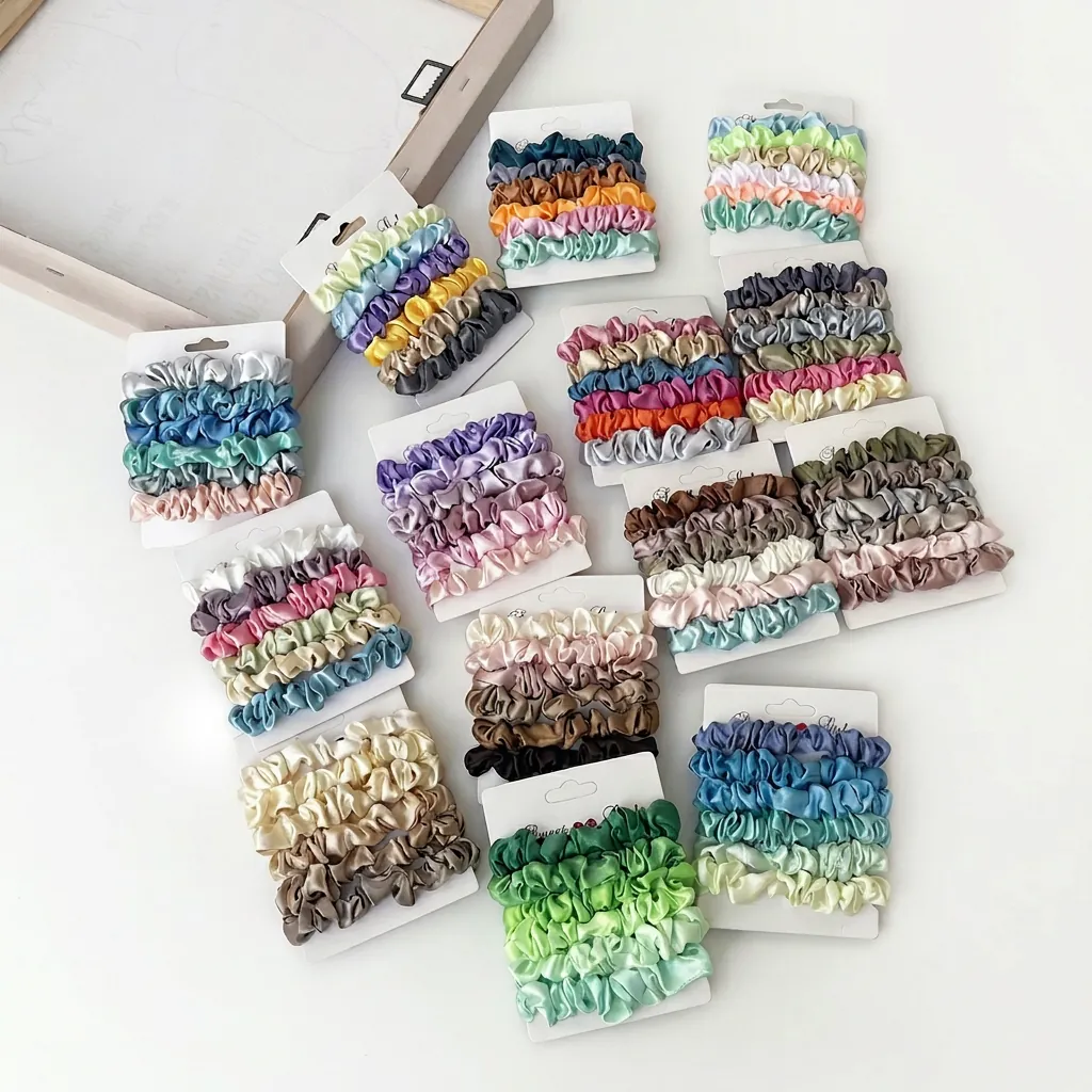 Satin Scrunchies Satin Hair Ties Elastic Hair Bands Ponytail Holders Elegant Solid Gradient Hair Accessories Women Girls