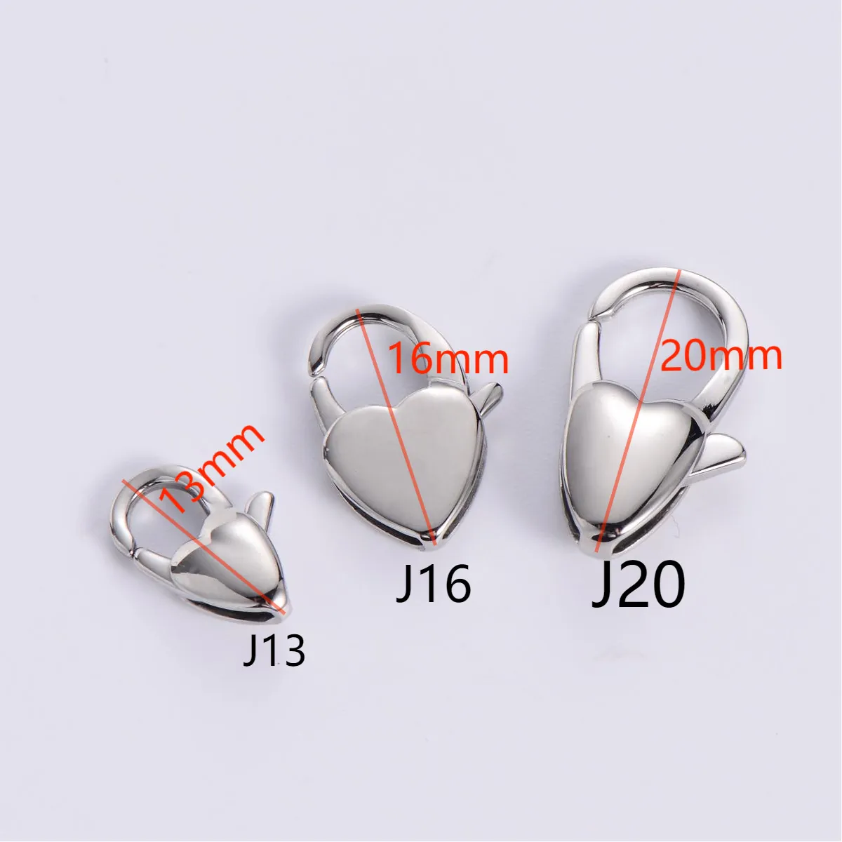 Heart Shaped Lobster Clasps Polished Stainless Steel Connectors For DIY Jewelry Making Necklaces Bracelets Silver Tone
