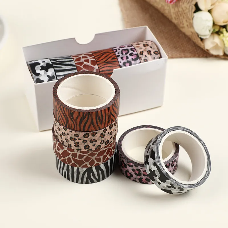 Animal Print Washi Tape Leopard Zebra Cow Patterns Decorative Masking Tape For Scrapbooking DIY Journaling Stationery