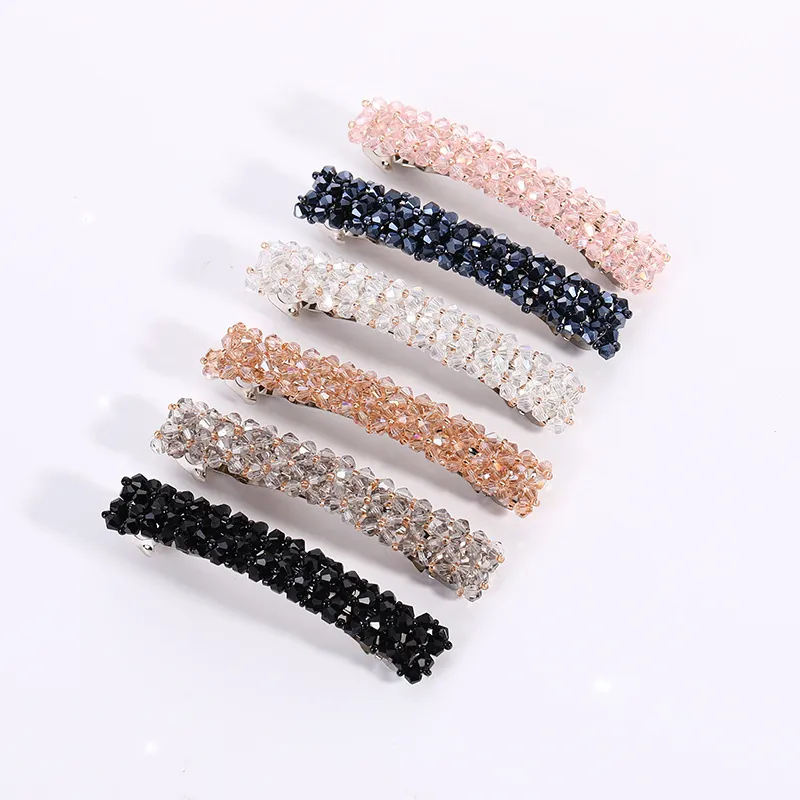 Barrette Cheveux Perles Cristal Élégante Minimaliste Brillante Rectangulaire Pince Cheveux Mode Pour Femmes Filles Accessoire