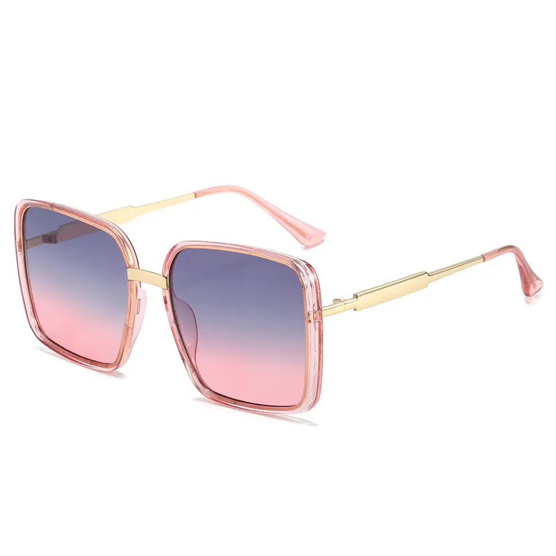 Gafas De Sol Cuadradas Grandes Protección UV400 Montura PC Metal Lentes Degradadas Vintage Chic Moda Para Mujeres Hombres
