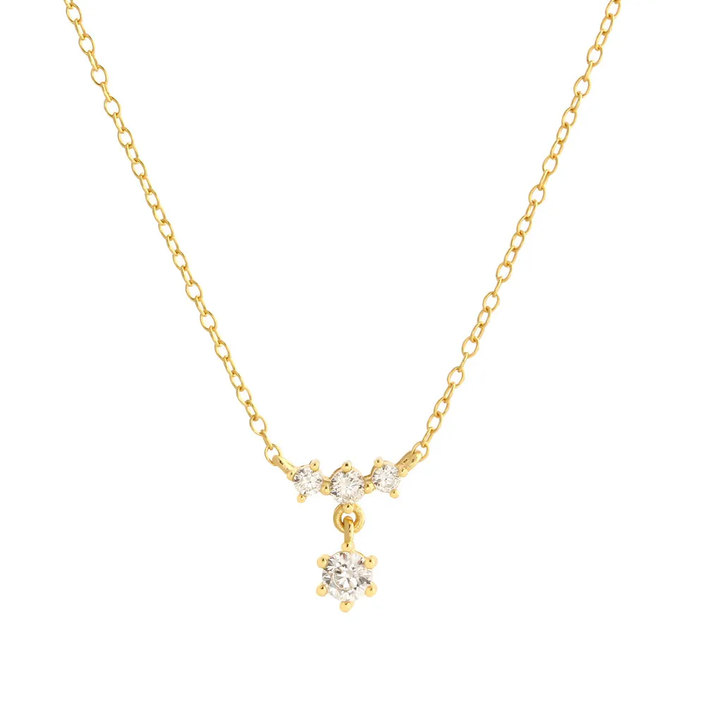 925 Sterling Silver Necklace Snowflake Zircon Water Drop Pendant Clavicle Chain Minimalist Luxury Jewelry For Women
