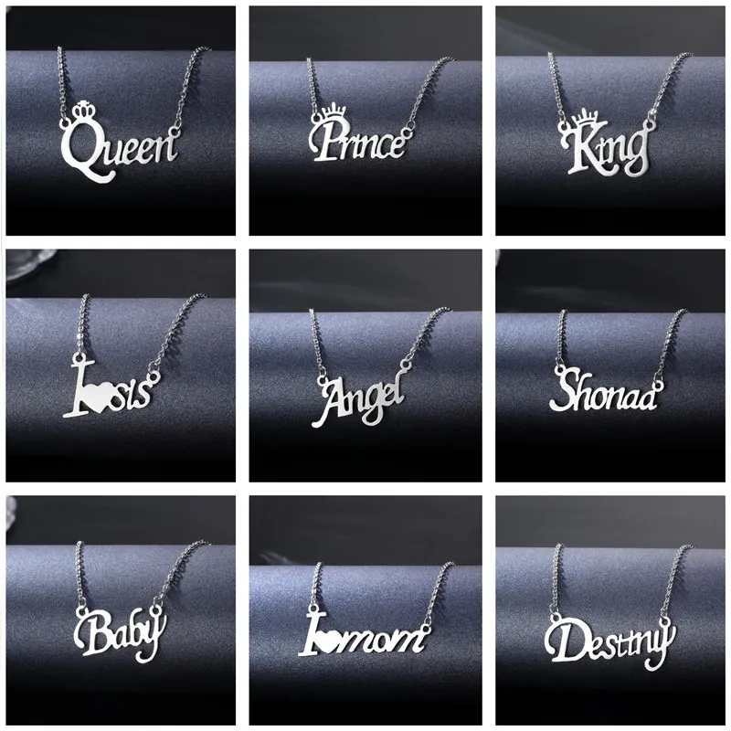 Collier Pendentif Nom Lettre Personnalisé en Acier Inoxydable 304 pour Femme Bijoux Choker Alphabet Poli Cadeau Quotidien