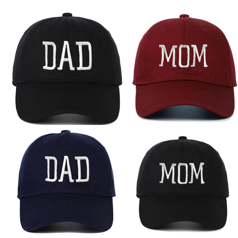 Mom Dad Letter Embroidery Cotton Baseball Cap Adjustable Retro Sports Casual Sun Hat For Men Women