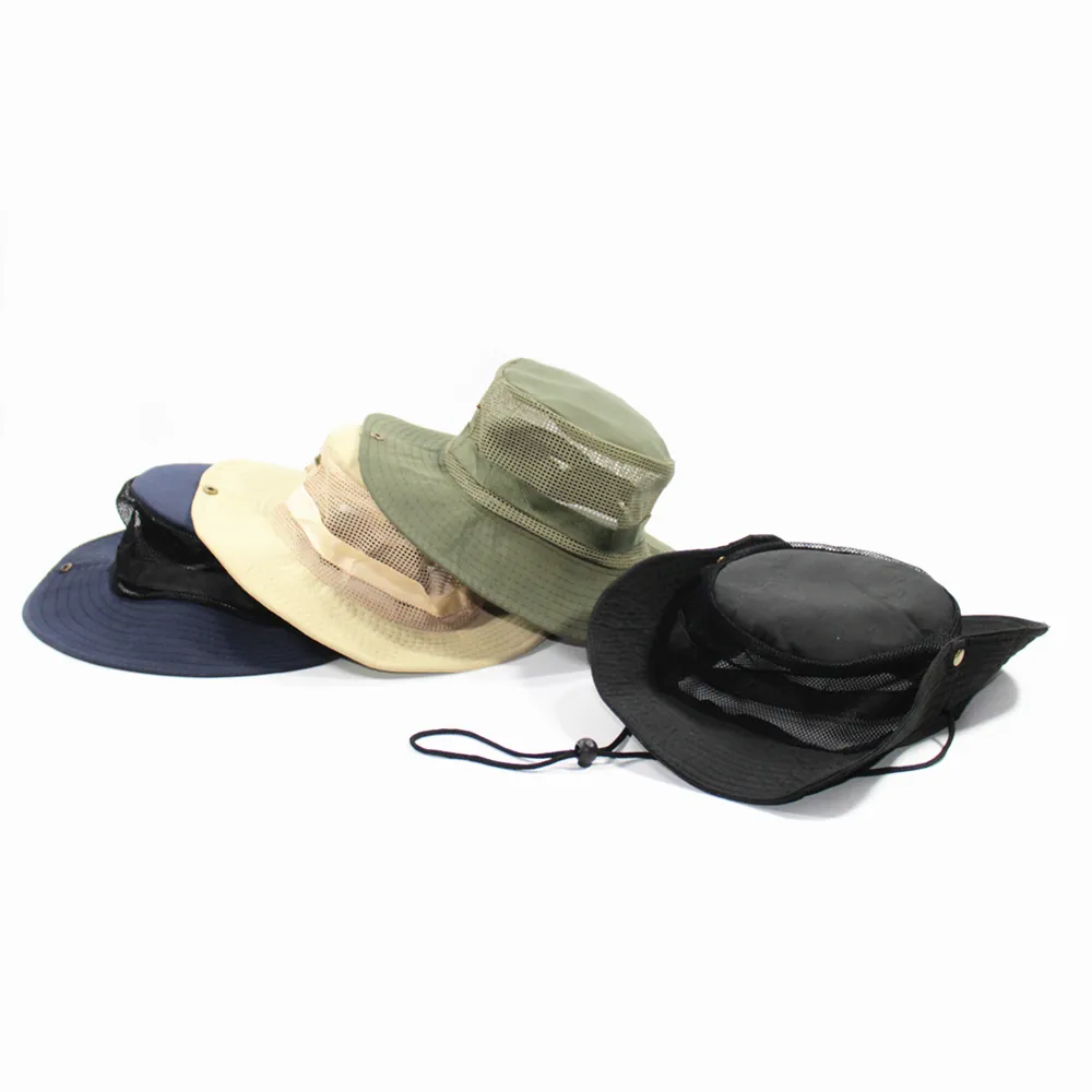 Chapeau De Brousse Boonie En Maille Respirant Protection Solaire Safari Pêche Mentonnière Réglable Pliable Randonnée Adulte