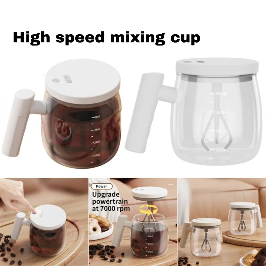 Automatic Stirring Mug Electric Coffee Cup High Borosilicate Glass Rechargeable Portable Mixer For Office Home Travel