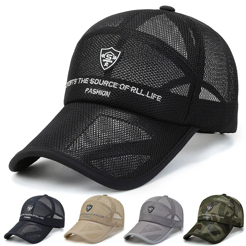 Mesh Baseball Cap Polyester Breathable Sunshade Sports Outdoor Adjustable Shield Letter Embroidery Unisex