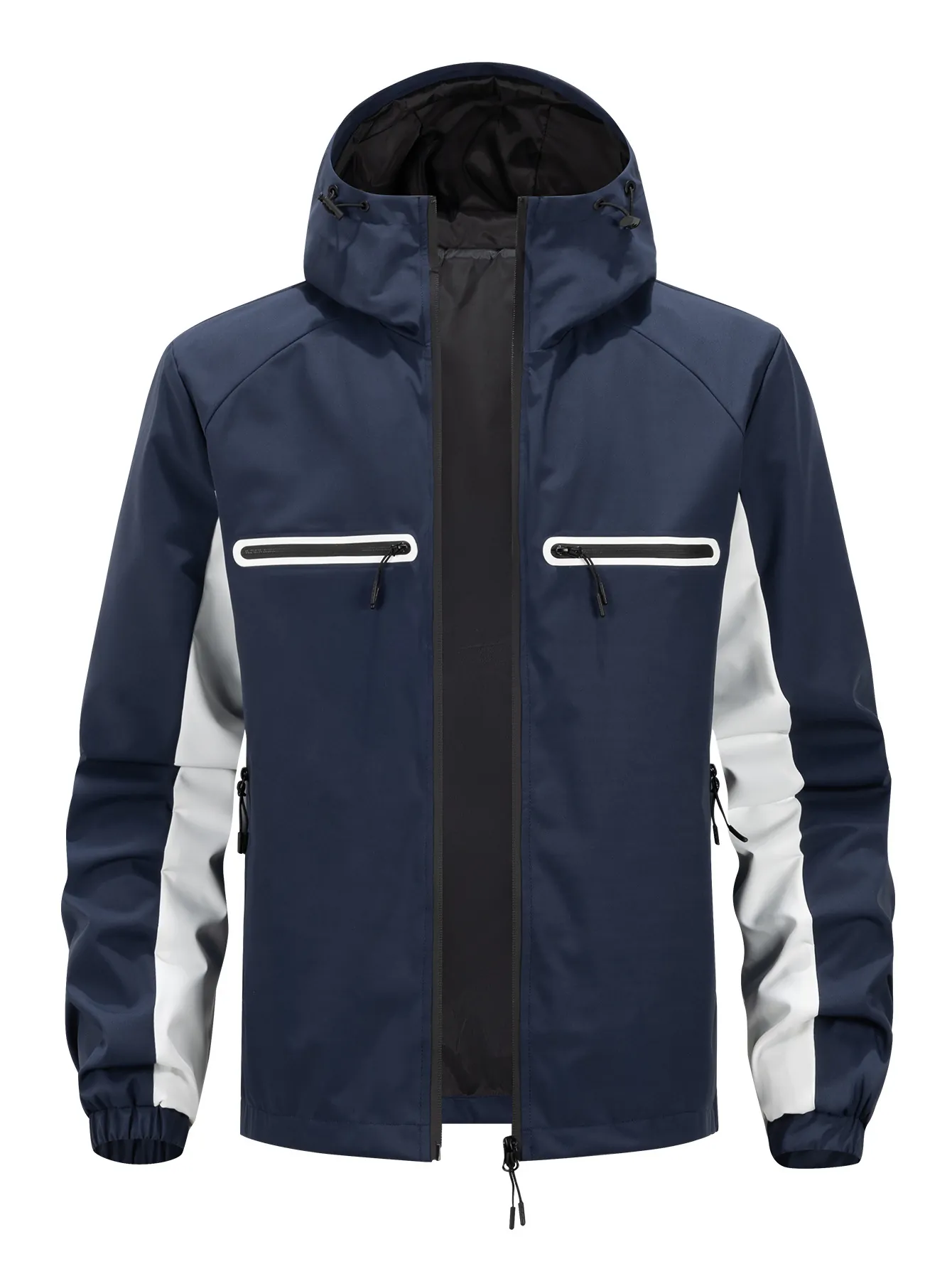 Giacca Con Cappuccio Da Uomo Antivento Color Block Outdoor Casual Cerniera Tasche Multiple Capispalla Leggeri Moda
