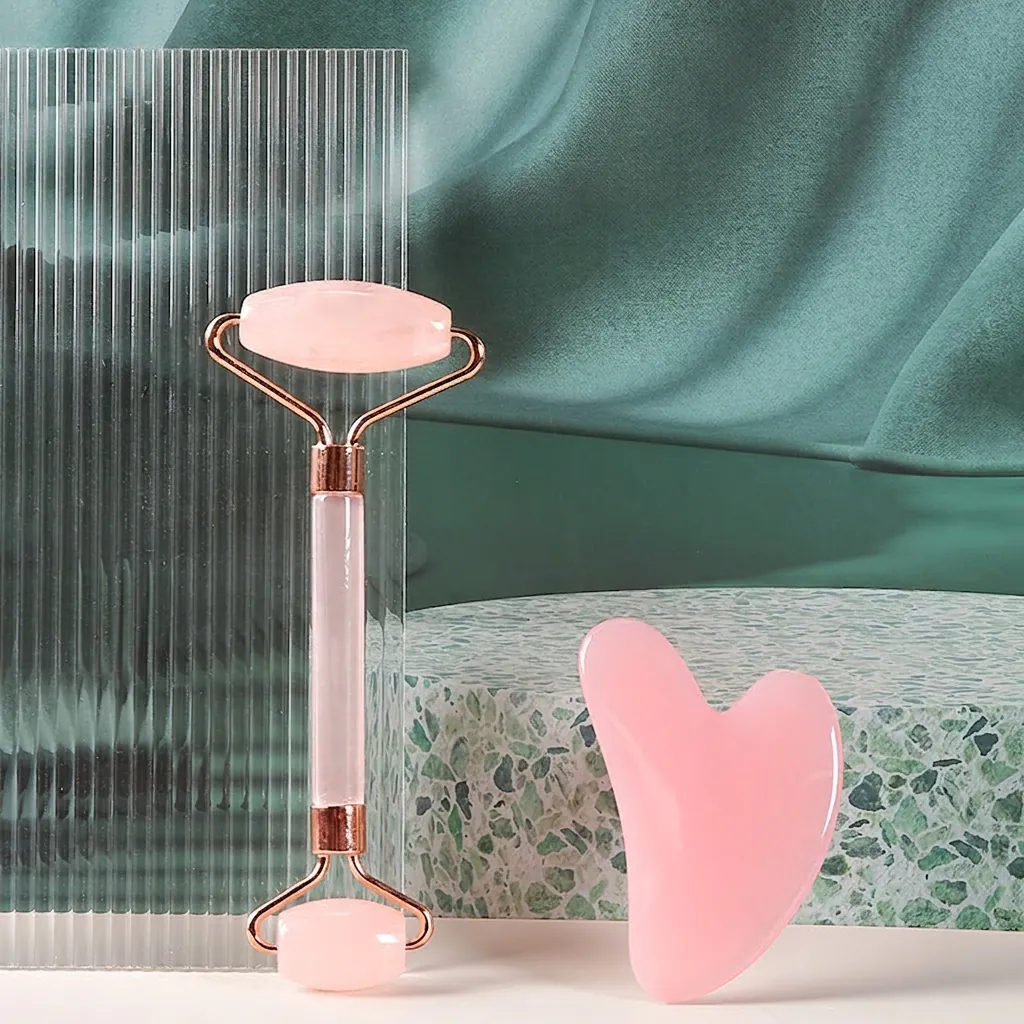 Gesichtsmassage Roller Und Guasha Werkzeug Naturharz Doppelkopf Facelift Hautpflege Zur Entspannung Von Hals Und Augen