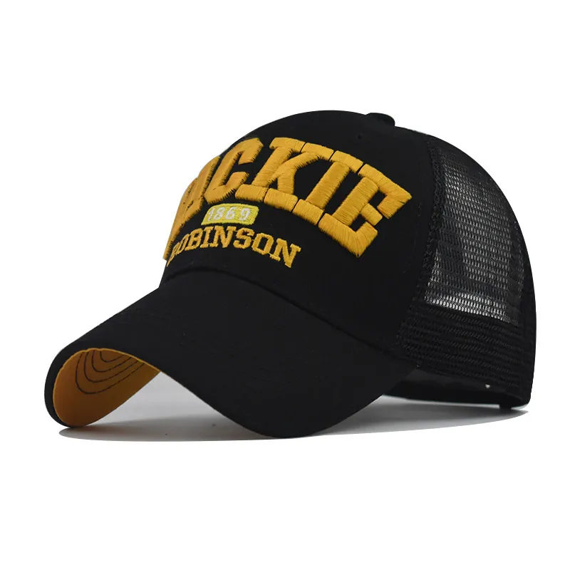 Casquette De Baseball Brodée Vintage Coton Lavé Mesh Trucker Hat Réglable Protection Solaire Extérieur Unisexe