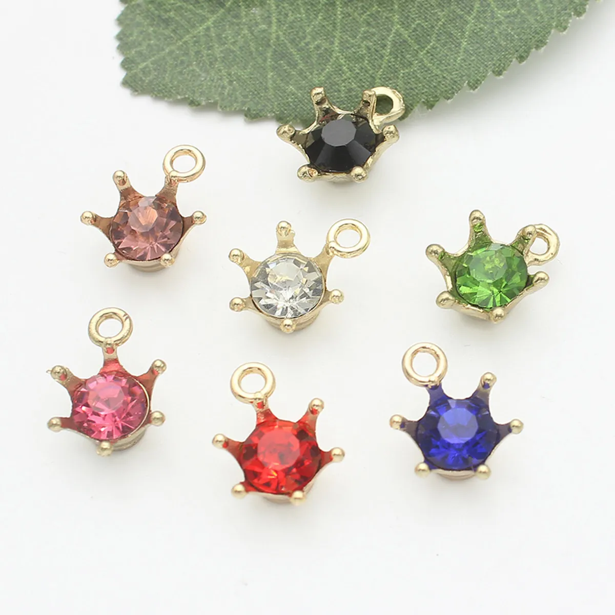 Alloy Rhinestone Crown Charms Pendants Colorful Princess Style For DIY Earrings Bracelet Keychain Jewelry Making