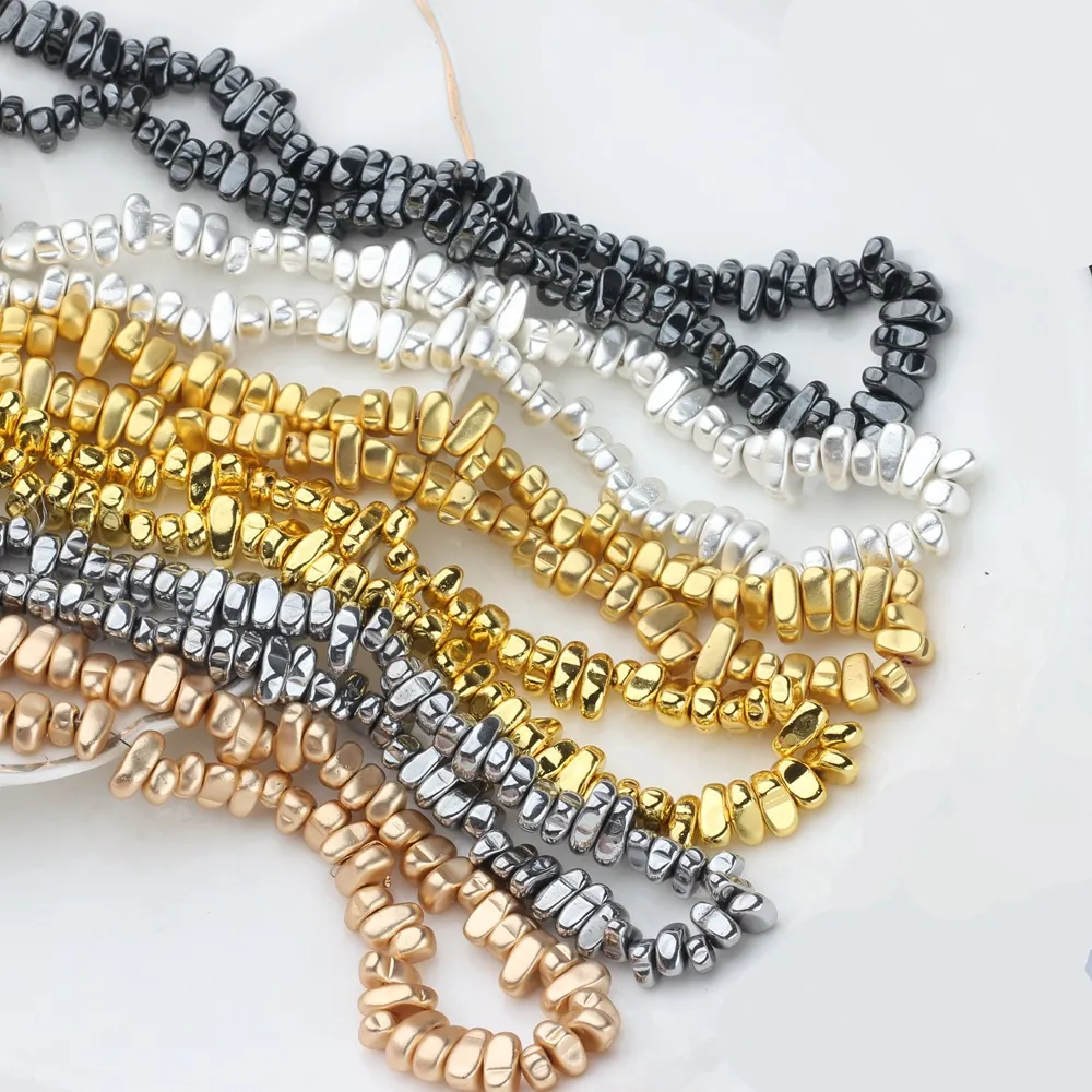 Natural Stone Irregular Chip Beads Plated Hematite Loose Beads For DIY Jewelry Making Bracelets Earrings Accessory