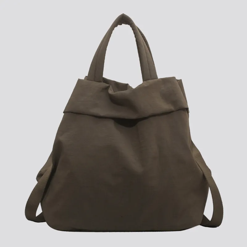 Women Large Capacity Nylon Tote Bag Pleated Lightweight Casual Shoulder Crossbody Bag