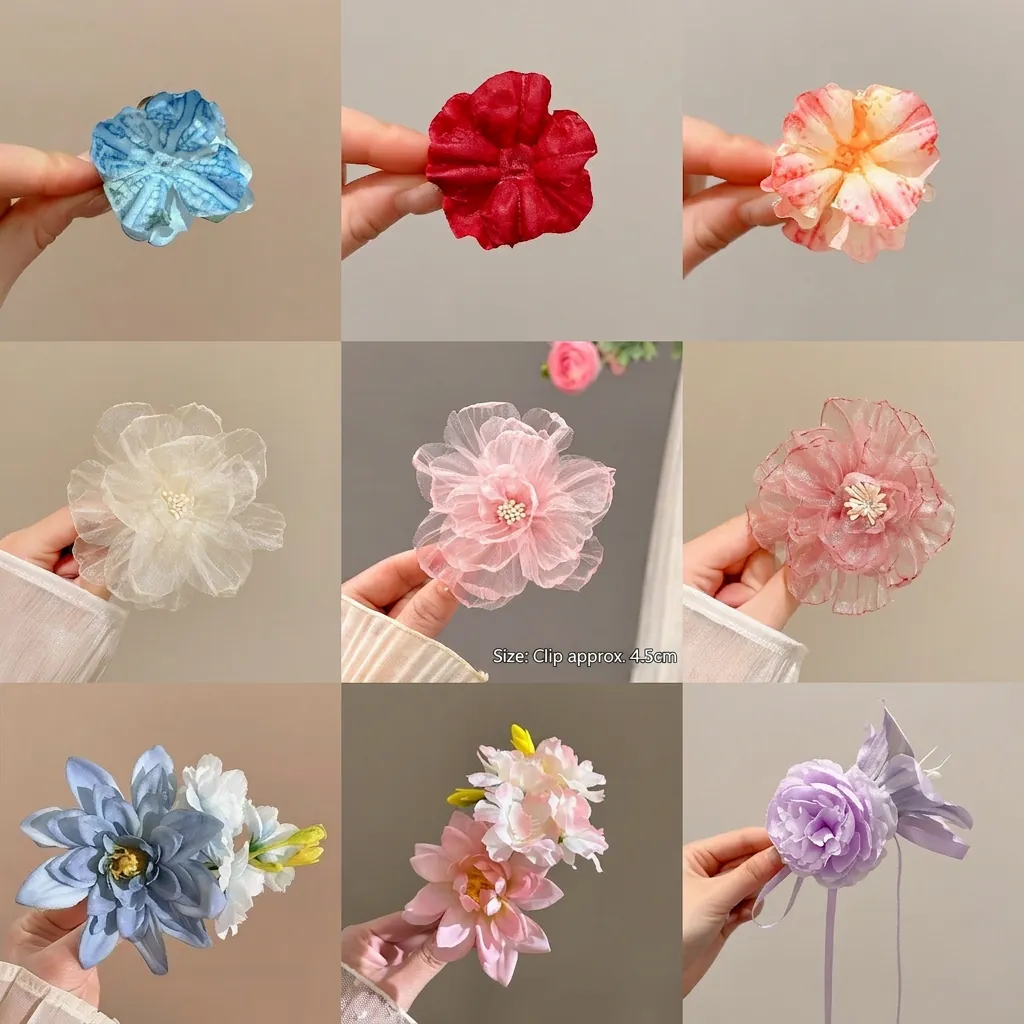 Barrettes À Cheveux Fleur En Organza Élégante Épingle À Cheveux Florale Femmes Accessoire De Fête Mariage Romantique Rose