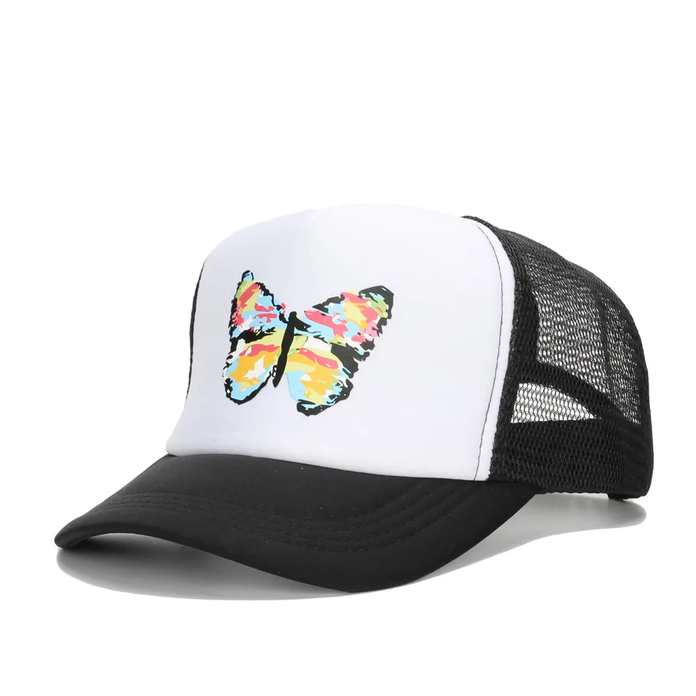 Schmetterling Druck Mesh Trucker Hut Atmungsaktive Polyester Baseball Kappe Für Sommer Sonnenschutz Verstellbare Streetwear