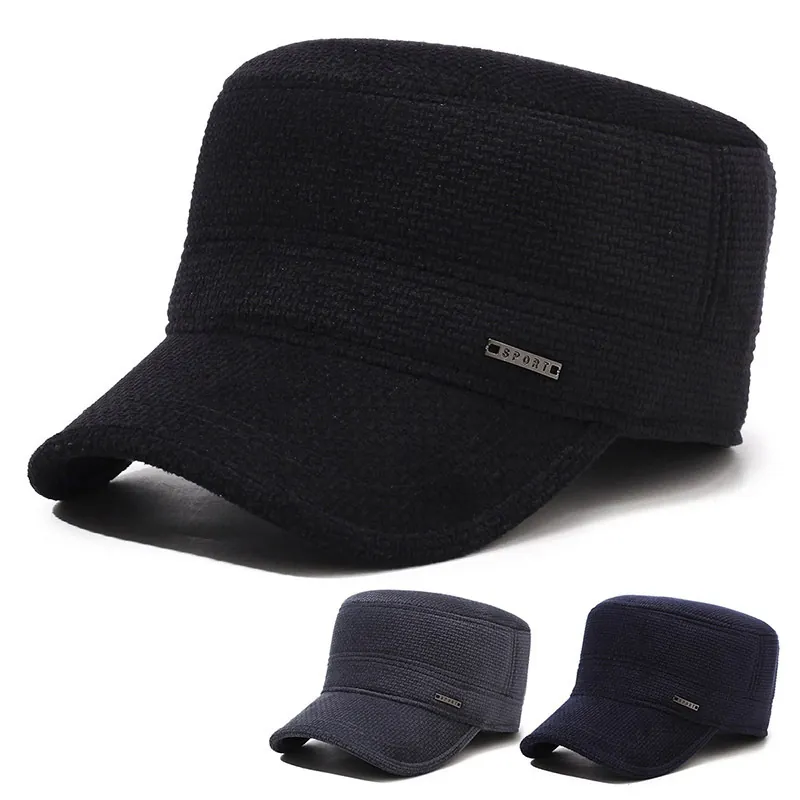 Cappello Cadet Invernale Da Uomo Con Paraorecchie In Lana Spessa Antivento Cima Piatta Regolabile Casual