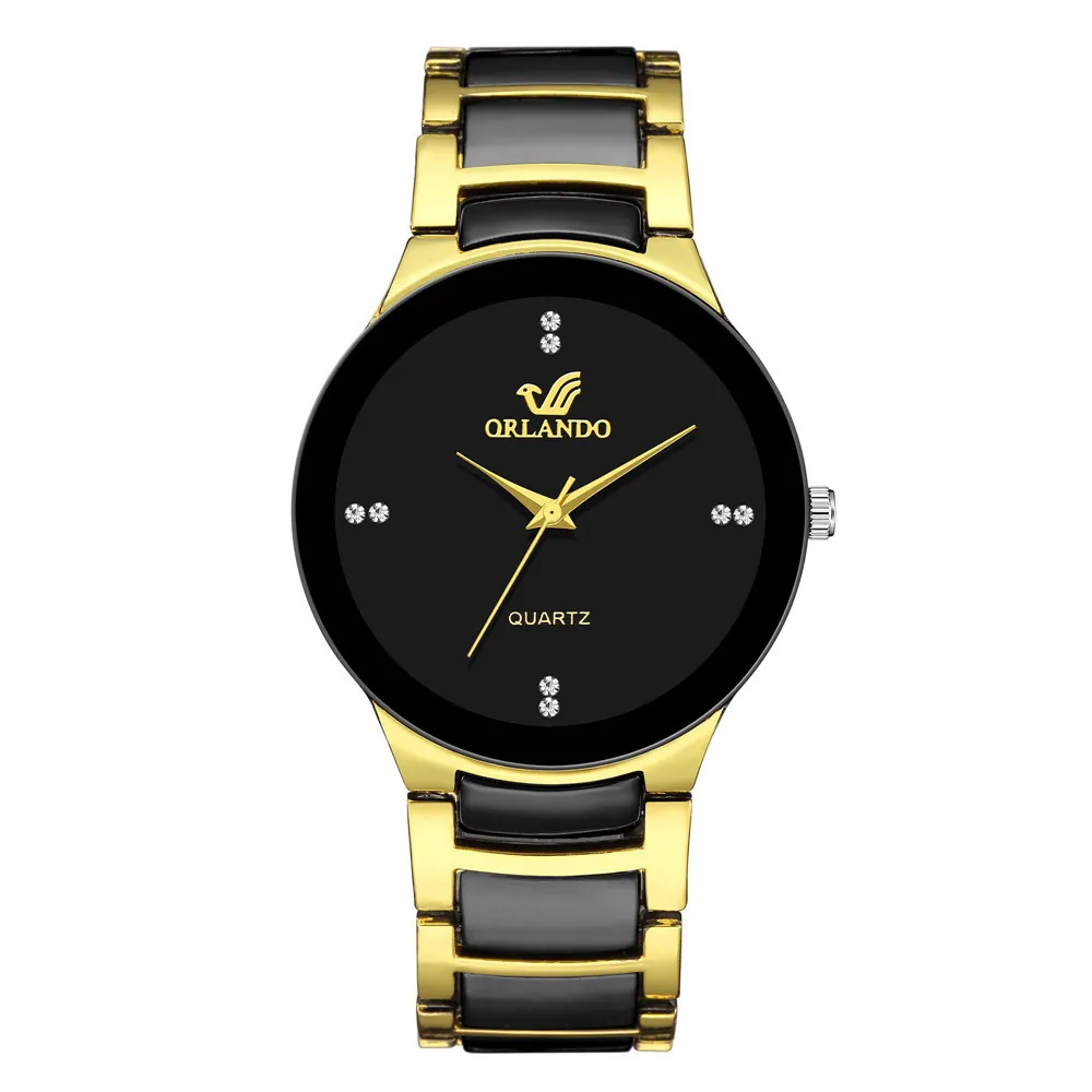 Fashion Couple Quartz Watch Alloy Steel Band Rhinestone Markers Stylish Analog Wristwatch For Men And Women Jewelry Gift