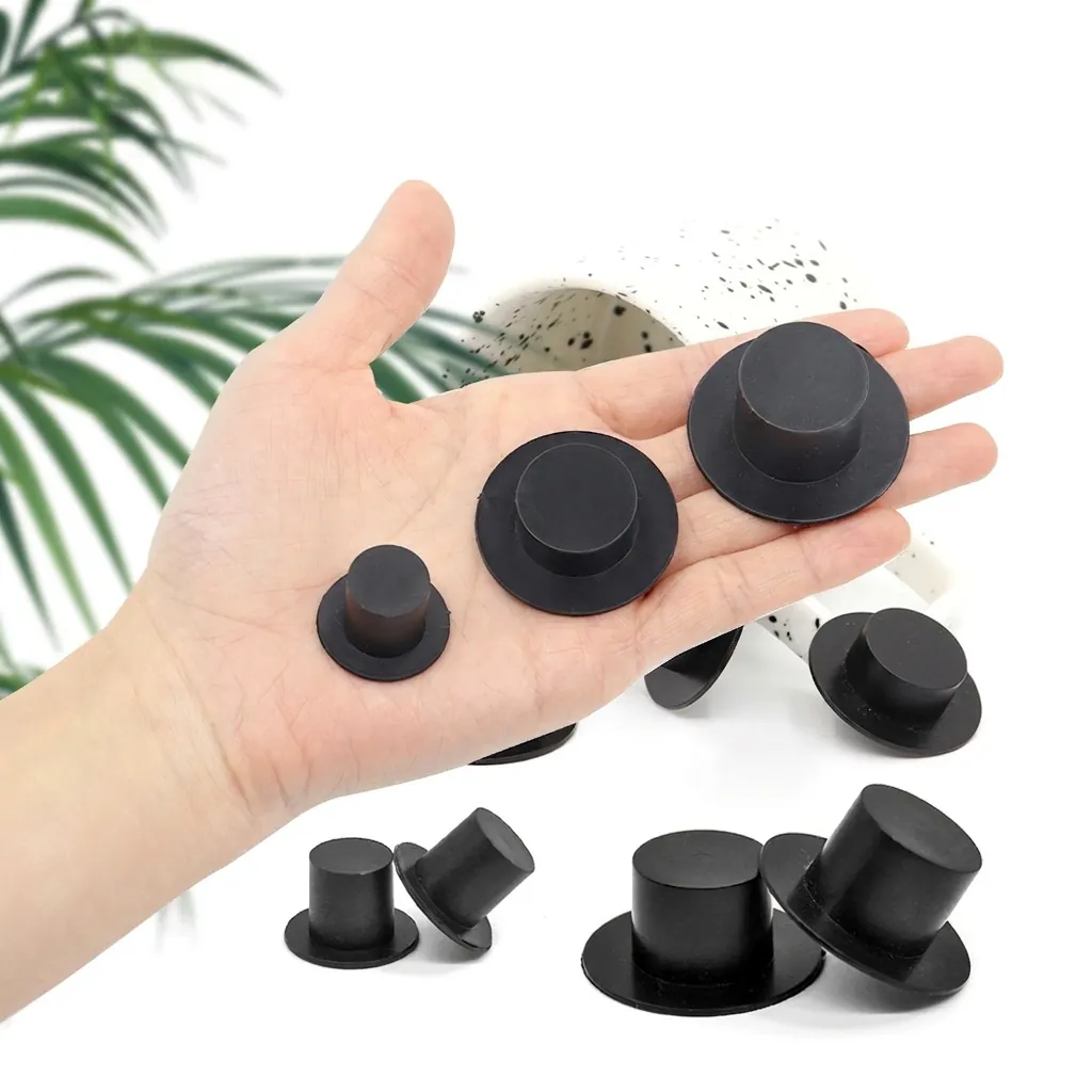 Mini Black Plastic Top Hats Snowman DIY Crafts Doll Accessories Miniature Holiday Decoration