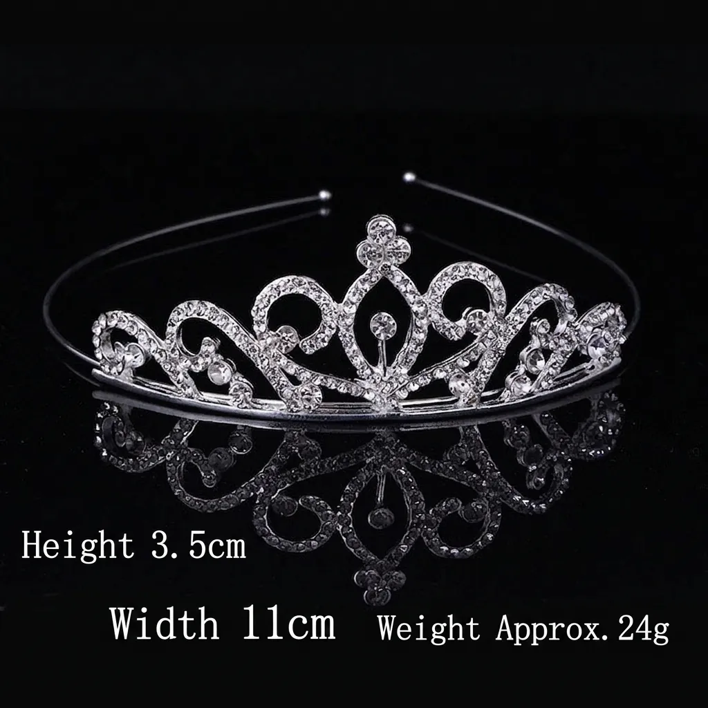 Kids Princess Crown Headband Sparkly Rhinestone Tiara Heart Butterfly Design Hair Accessory For Girls Birthday Party Performance