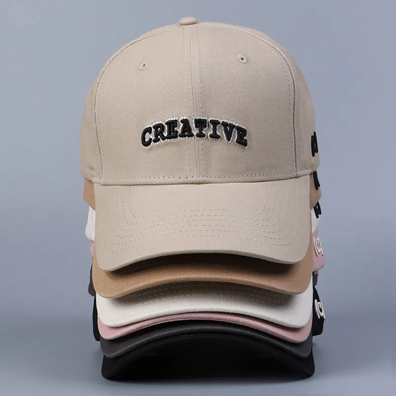 Creative Letter Embroidery Cotton Baseball Cap Hard Top Adjustable Casual Sun Hat For Women Men
