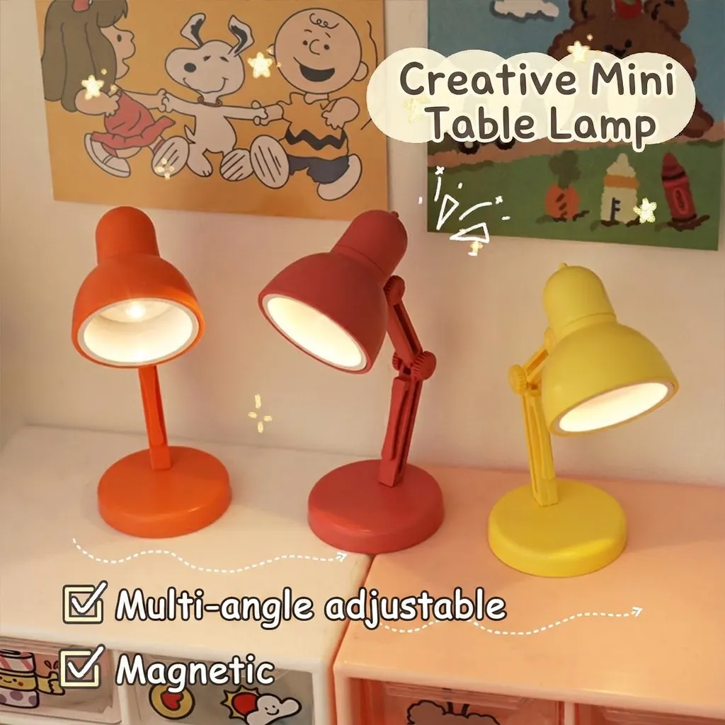 Mini Lampe De Bureau LED Pliante Portable Plastique Base Magnétique Ajustable Protection Des Yeux Veilleuse Chaude Décor De Bureau