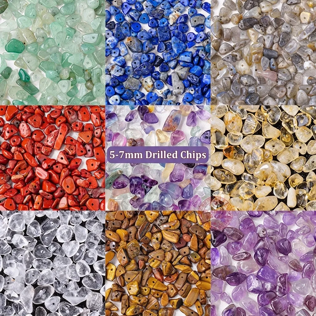 Natural Crystal Chips Beads Irregular Drilled Gemstone Stones For DIY Jewelry Making Crafts Amethyst Rose Quartz