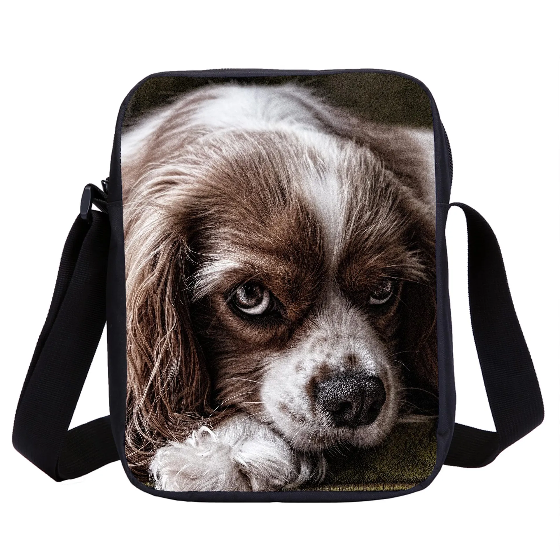 Kids Shoulder Bag Polyester Animal Dog Print Graphic Crossbody Messenger Pack For Children Students Casual