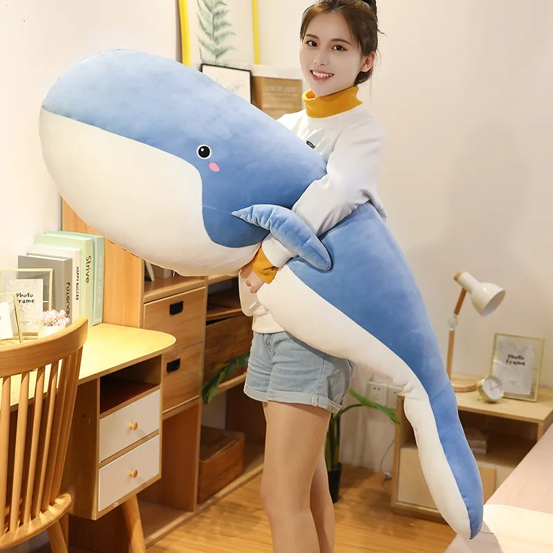 Realistic Whale Plush Toy Long Body Pillow Soft Faux Rabbit Fur Whale Doll Sofa Cushion Bed Sleep Leg Pillow For Home Decor Gifts