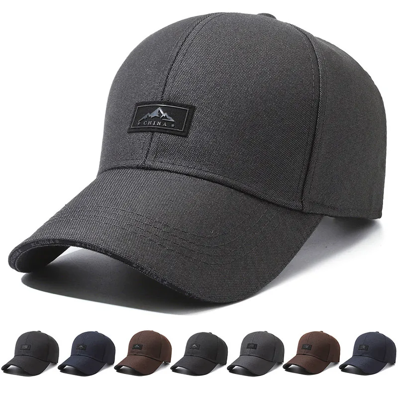 Men Baseball Cap Outdoor Sun Protection Adjustable Cotton Polyester Curved Brim Mountain Patch For Daily Casual