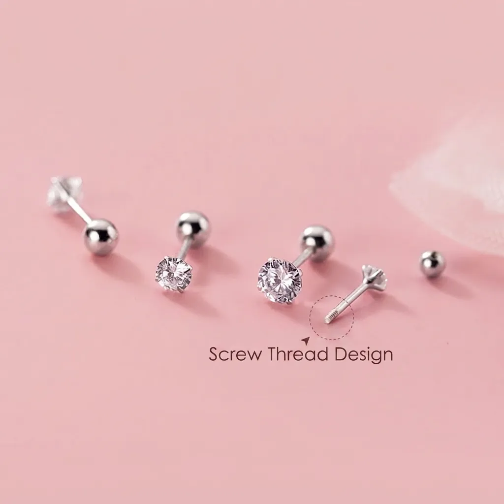 925 Sterling Silber Schraubverschluss Ohrstecker Für Damen Klarer Runder Zirkonia Vier Krappen Hypoallergen Minimalistischer Schmuck
