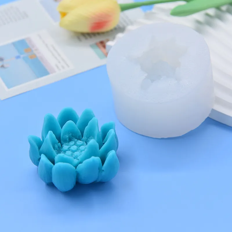 Moule En Silicone Fleur De Lotus Pour DIY Pâtisserie Chocolat Savon Bougie Fondant Forme 3D Outil Flexible