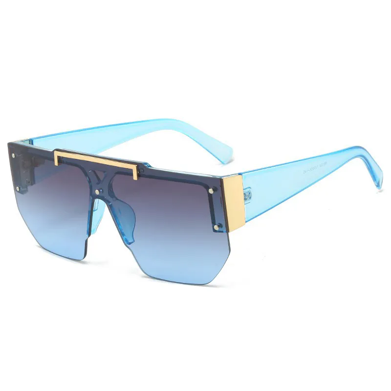 Occhiali Da Sole Oversize Flat Top Montatura PC Ponte Metallico Protezione UV400 Di Tendenza Per Esterni Unisex