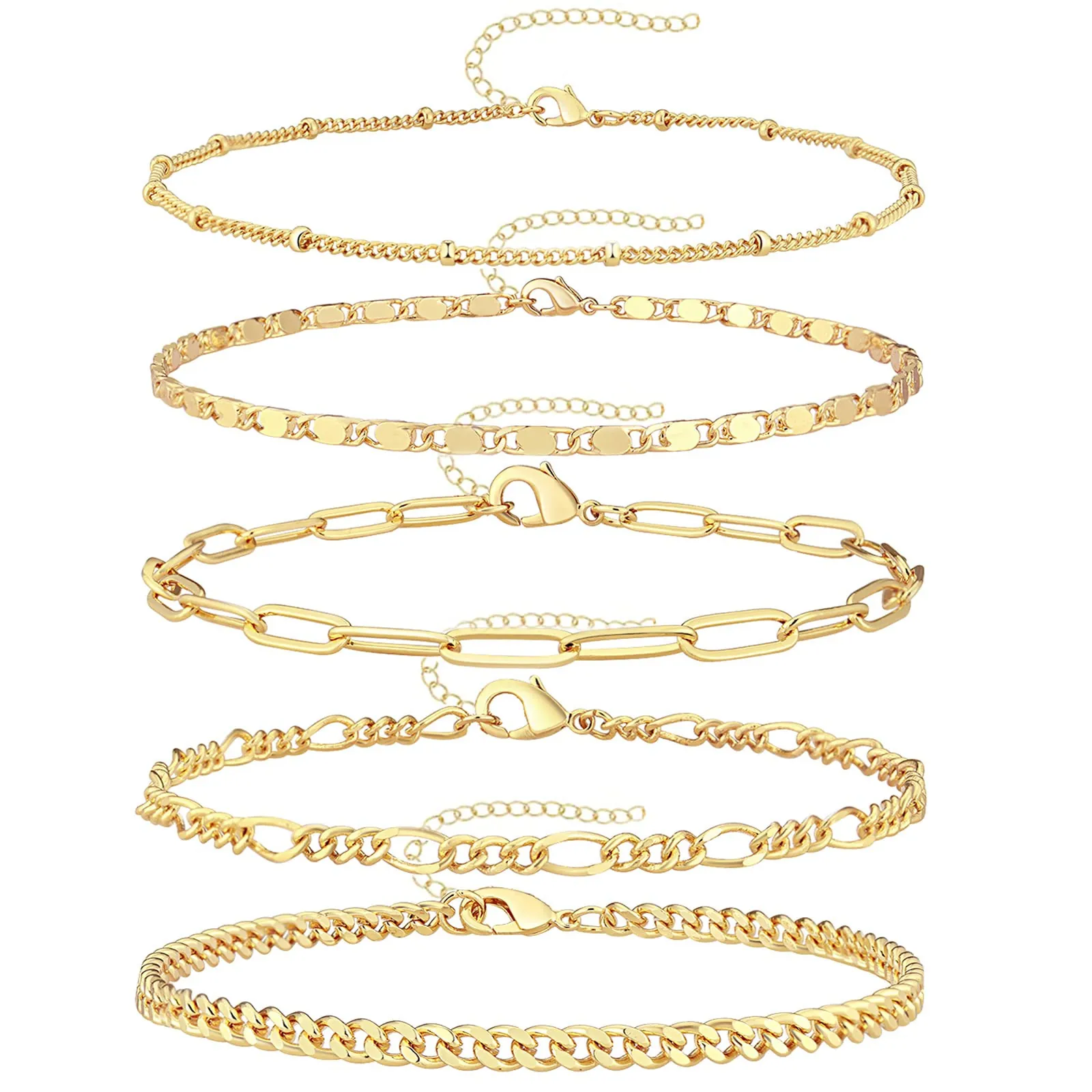Femmes Vintage Or Argent Alliage Chaîne Bracelet Chevillère Figaro Trombone Serpent Gourmette Bijoux Accessoires Cadeau