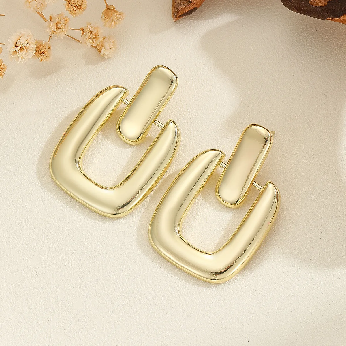 Orecchini Geometrici In Oro Vintage Gioielli Di Lusso Minimalisti In Rame Con Perno In Argento Sterling 925 Per Donna
