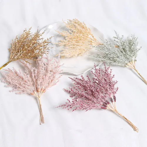 Artificial Pine Branches Flocked Velvet Frosted Stems DIY Floral Christmas Wedding Home Decor Accessories