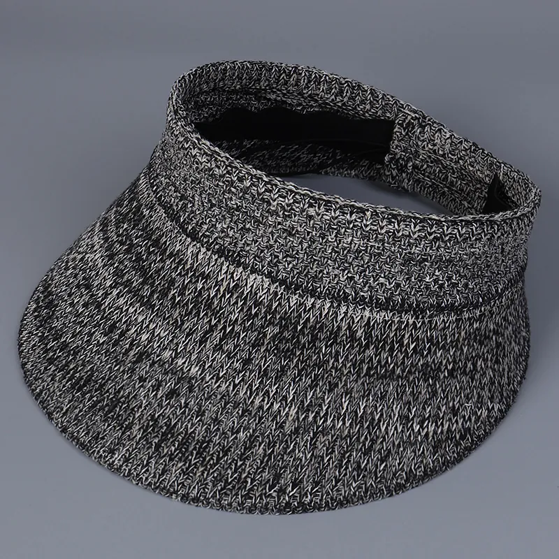 Chapeau De Soleil En Tricot Haut Vide Bord Large Visière Pliable Été Plage Voyage Réglable Respirant Casquette Femmes