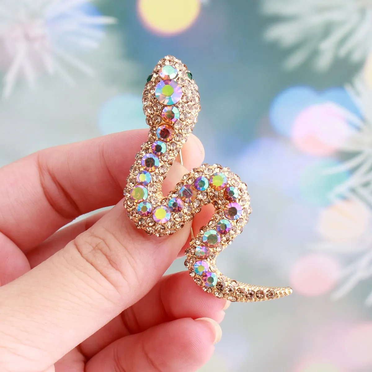 Snake Brooch Rhinestone Enamel Zinc Alloy Animal Pin Fashion Jewelry Accessories For Women Gifts